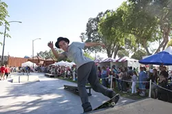 HAVE A LITTLE FAITH IN ME :  Members of the Embassador skateboarding team flaunt their boarding prowess and bring some white-knuckle moments to the first ever Cantinas Music Festival. They are a group of skateboarders who are as passionate about landing new believers as they are about landing tricks.