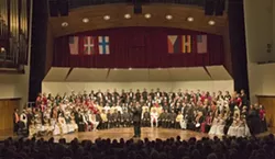 GRAND FINALE, 2007: Pictured is festival host Gary Lamprecht directing the Grand Finale at the inaugural California International Choral Festival and Competition. - PHOTO BY STEVE E. MILLER