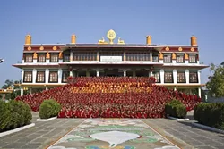THE MONASTERY: A piece of Tibet lives in southern India, where the Drepung Gomang Monastery is home to more than 2,000 Tibetan Buddhist monks. - PHOTO COURTESY OF ANET CARLIN