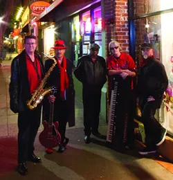 NOLO STYLE!: Burning James & The Funky Flames play March 1 for the 2nd Annual Mardi Gras Masquerade Ball at the historic King David Masonic Lodge in SLO. - PHOTO BY DEAN SULLIVAN