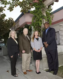 GROVER BEACH : Two candidates are running for mayor, and three candidates are vying for two seats on the city council. From left to right: Debbie Peterson, Chuck Ashton, Karen Bright, and John Shoals. Liz Doukas is not pictured. - PHOTO BY STEVE E MILLER