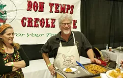 SOUTHERN STYLE: Bon Temps Creole Café owner Phil Lang (right) served up some of his amazing bacon-laced jambalaya! - PHOTO BY STEVE E. MILLER