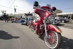 IRON HORSE : Hundreds of bikes of all kinds, including this tricked out Harley with the sexy paint job, could be found in Pismo Beach last weekend during the Pismo Beach Motorcycle Classic. - PHOTO BY STEVE E. MILLER