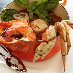 A RICH LUNCH : Cioppino brimming with seafood is now available for lunch on Mondays at Ciopino. - PHOTO BY STEVE E. MILLER