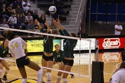 IN THE GAME: Gabrielle Rivera along with Cal Poly women’s volleyball team, taking on Cal State Long Beach. - PHOTO COURTESY OF GABRIELLE RIVERA