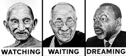 WATCHING WAITING DREAMING: Robbie Conal’s political images come to Cuesta in January. - IMAGE COURTESY OF CUESTA COLLEGE