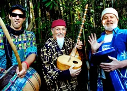 THREE AMIGOS: The Timmees, an Afro-eclectic trio starring (left to right) Tim Costa, Timo Beckwith, and Tim Stein, plays Feb. 27 in the Steynberg Gallery. - PHOTO COURTESY OF THE TIMMEES