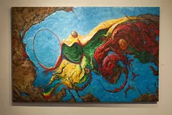 A KNIFE TO THE ART : Artusio used a pallet knife to create the highly textured effect depicted in this closeup.
