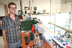 IN 3-D: Sven Gasser, pictured next to a 3-D printer, serves as SLO Maker Academy Camp Director at SLO Makerspace. - PHOTO BY HAYLEY THOMAS