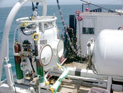 SATURATION TANK :  A pressurized saturation tank allows divers to avoid dangerous decompression cycles. - PHOTO COURTESY OF TITAN MARITIME LLC