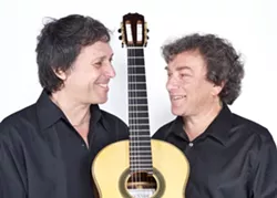 TWO GUITARS : Steel string virtuoso Peppino D'Agostino (left) plays solo at Coalesce Bookstore on June 21 and again with classical guitarist David Tanenbaum (right) on June 22 at Castoro Cellars Winery. - PHOTO COURTESY OF PEPPINO D'AGOSTINO AND DAVID TANENBAUM