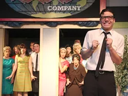 MR. FRUMP : Cody Pettit dazzles as sniveling mama’s boy Bud Frump in the SLO Little Theatre’s production of How to Succeed in Business Without Really Trying. - PHOTO BY SANDRA CORTEZ