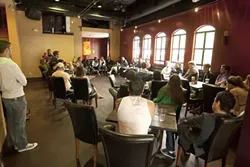 WHAT HAPPENED?: Customers and employees of Cielo Cantina gathered to discuss what happened on a recent weekend night and why some people were boycotting the business. - PHOTO BY STEVE E. MILLER
