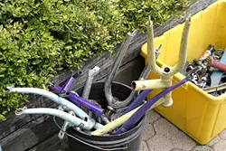 YOU CAN’T HAVE TOO MANY FORKS : Bike forks…lots of them. - PHOTO BY GLEN STARKEY