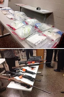 BIG BUST: SLO County Sheriff’s deputies recovered more than 5 kilos of cocaine and multiple firearms during the bust of a major cocaine distribution ring operating in the county. - PHOTOS BY CHRIS MCGUINNESS