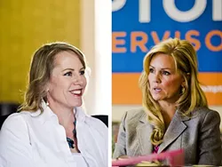 MONEY, MONEY, MONEY: To the tune of more than $675,000 in combined total cash, nonmonetary donations, and loans since the campaign’s outset, Caren Ray (left) and Lynn Compton (right) have battled fiercely (and expensively) for the District 4 seat on the SLO County Board of Supervisors. - FILE PHOTOS BY HENRY BRUINGTON