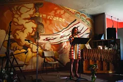 ST. JOHN’S PLACE: Leslie St. John flattened the house were her deeply affecting poems on Sept. 28 in the Steynberg Gallery. - PHOTO BY COLIN RIGLEY