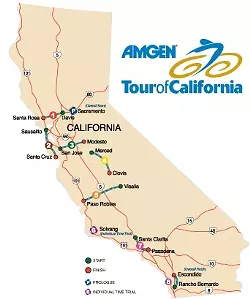 STAGE SAMPLER: The “Tour of California” is actually a collection of disconnected stages dotting the state from Santa Rosa to San Diego. - GRAPHIC COURTESY OF THE AMGEN TOUR OF CALIFORNIA