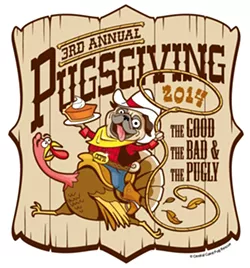 PUGTASTIC!: Don’t miss this year’s Pugsgiving on Nov. 8 at the Pismo Beach Gold Course—it’s a fundraiser for the Central Coast Pug Rescue. - IMAGE COURTESY OF CENTRAL COAST PUG RESCUE