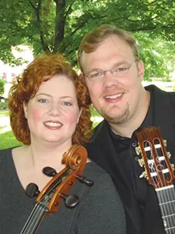 STRINGERS : National Fingerstyle Guitar champion Richard Smith and virtuoso cellist Julie Adams play two SLOFolks concerts this week: April 17 at Coalesce Bookstore and April 18 at Castoro Cellars. - PHOTO COURTESY OF RICHARD SMITH AND JULIE ADAMS