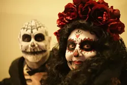 EL DIA DE LOS MUERTOS!: Jay Mueller and Deborah Maggipinto got into the spirit of Mexico’s Day of the Dead celebration. - PHOTO BY GLEN STARKEY