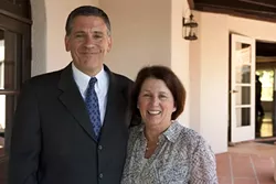 FIRST COUPLE : University President Jeffrey Armstrong and wife Sharon fielded questions from reporters during a media-only tour of the newly remodeled University House. - PHOTO BY STEVE E. MILLER