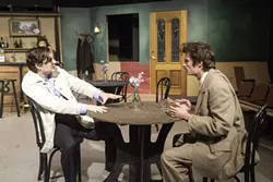 JUST THE TWO OF US: A young Pablo Picasso (Tobby Tropper) and Albert Einstein (Cameron Rose) meet at a café in Paris in 1904. Hilarity, ego, and ample drinking ensue. - PHOTO COURTESY OF RYLO MEDIA DESIGN