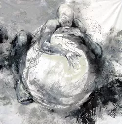 A MOTHER’S DREAMS : Ruggles started her current series three years ago, when a life drawing model happened to bring her exercise ball to a workshop. The maternal image that resulted has stuck with Ruggles ever since. - PHOTO COURTESY OF JOANNE BEAULE RUGGLES