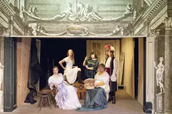 THAT’S SO 1670 : Pictured (left to right, and then down) are Kirstie Siebert, Jill Garcia, Janice Peters, Sharyn Young, and Anita Schwaber of Playhouse Creatures. - PHOTO BY BRETT WHITE