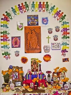 IF YOU BUILD IT, THEY WILL COME: he Mexican-American Scholarship Cultural and Recreation Association holds a Dia de los Muertos exhibition at the Santa Maria Town Center, which includes the vibrant altars built to memorialize the departed. - PHOTO COURTESY OF MASCARA