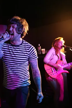 PRIMAL SCREAM THERAPY! : Singer Dirty Curtis Campbell and bassist G. Mac Cherry (aka Hayley Thomas) of Magazine Dirty lay down the law. - PHOTOS BY GLEN STARKEY
