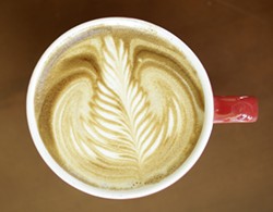 LATTE ART :  Jonathan Withers of Joe Momma&acirc;&#128;&#153;s Coffee poured this leaf. - STEVE E. MILLER