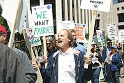 WHAT DO WE WANT? :  More than a year of failed labor negotiations prompted a busload of engineers from Diablo Canyon to protest outside PG&E&rsquo;s headquarters in San Francisco. - PHOTO COURTESY OF ENGINEERS AND SCIENTISTS OF CALIFORNIA LOCAL 20