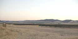 A LITTLE SUN : As SunPower prepares for the looming public hearing process on its California Valley Solar Ranch, the company has built a small solar voltaic test area on a portion of its proposed project site - PHOTO BY STEVE E. MILLER
