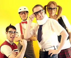 REVENGE OF THE NERDS! : Awesome ’80s cover act The Spazmatics headline the multi-band Rocktoberfest on Oct. 13 in Mission Plaza for a family-friendly event with beer tasting, great food, and plenty of kids’ concerts, with 100 percent of the proceeds benefiting the Mission Lighting Project and SLO Safe Night. - PHOTO COURTESY OF THE SPAZMATICS