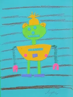 ROBOT! : Eight-year-old Sevryn Jiminez created this mixed media image of a robot. - IMAGES COURTESY OF SALON 544