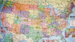 CROSS-COUNTRY: Wendelin Van Draanen and Mark Parsons drove a van across the lower half of the country earlier this year, stopping at independent bookstores and speaking at events along the way. That route is marked in green on this map. The couple is now set to embark on a northern section of the tour, with stops marked in orange. - PHOTO BY RYAN MILLER