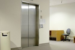 NO LOVE IN AN ELEVATOR:  The main elevator at the San Luis Obispo Court Annex has been out of commission since October, prompting a complaint to the U.S. Department of Justice for alleged violations of the Americans with Disabilities Act. - PHOTO BY STEVE E. MILLER