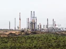 SOMETHING BREWING: Though a proposal to transport oil by rail to the Phillips 66 Santa Maria Refinery in Nipomo (pictured) is still under - evaluation, some recently filed lawsuits against Phillips 66 could portend a legally thorny future for the project. - FILE PHOTO BY KAORI FUNAHASHI