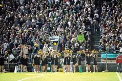 FULL HOUSE : Attendance at Saturdays loss to South Dakota State broke the 9,000-fan threshold. The athletic department opened up an additional 865 seats in the new western grandstand. - PHOTO BY PATRICK M. KLEMZ