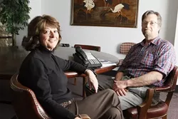 READY TO LISTEN: 211 SLO Hotline executive director Linda McGregor (left) and program director Mike Bossenberry (right) provide helpful ears for troubled local callers. - PHOTO BY STEVE E. MILLER
