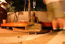 GHOST OF ZEN : Michael Brevetz walked by a statue in the garden at Tridosha in the weeks before the healing center opened in 2006. - FILE PHOTO