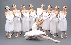 LES BALLETS TROCKADERO DE MONTE CARLO: The Trocks, an all-male, cross-dressing, New York-based ballet troupe performed at Cal Poly's Performing Arts Center on Feb. 16. These dancing divas, whose talent as artists is rivaled only by their penchant for comedy, have challenged conventional notions of male dancers through more than 500 cities and 33 countries. Pictured above is the Trocks' rendition of Swan Lake. - PHOTO BY SASCHA VAUGHN