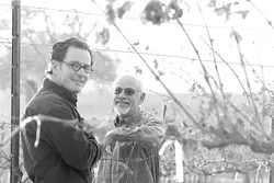 WHAT'S NEW? : Vance Rose (left) shifted his focus from Sonoma to the Central Coast, where he manages and makes wine for 5 Mile Bridge. Tom Habbick (right), a Cal Poly alumnus with a degree in agriculture, has worked for the 5 Mile Bridge owners for more than 20 years. - PHOTO BY STEVE E. MILLER