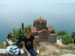 BEING THERE : Mei-Ling Liu visited the St. Jovan Church at Kaneo, Ohrid. The church was featured in the Macedonian film Before the Rain.