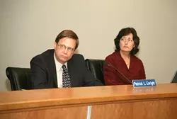 NOTHING WRONG : Atascadero City Attorney Patrick Enright (left) and City Clerk Marcia Torgerson (right) maintain that the city has not violated any public records acts. - PHOTO BY JESSE ACOSTA