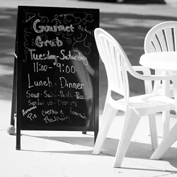 GOOD GRUB : Clare McFarlin makes her gourmet meals from scratch, a touch that will bring diners back repeatedly to her Morro Bay restaurant. - PHOTO BY STEVE E. MILLER