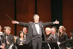 GET WINDED : The SLO Wind Orchestra, shown here at its winter concert with guest conductor Chungsam Doh, presents its Season Finale Concert on April 14 in the Clark Center. - PHOTO COURTESY OF SLO WIND ORCHESTRA