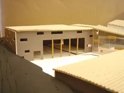 MODELING COMMUNITY : Cal Poly architecture major Kimiko Kohnos design for a Nipomo community center features a central courtyard, surrounded by a theater, kitchen, and gathering space. In her conceptual description, Kohno included plans for a security system that tracks childrens whereabouts with identification cards. - PHOTO COURTESY OF KIMIKO KOHNO
