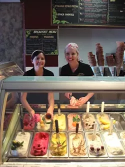 SWEET AND LOW (FAT) : Shelby Hood (left) and Mandy Poe (right) serve up fresh gelato and more at Gelato Americano in Avila. - PHOTO BY KYLIE MENDONCA
